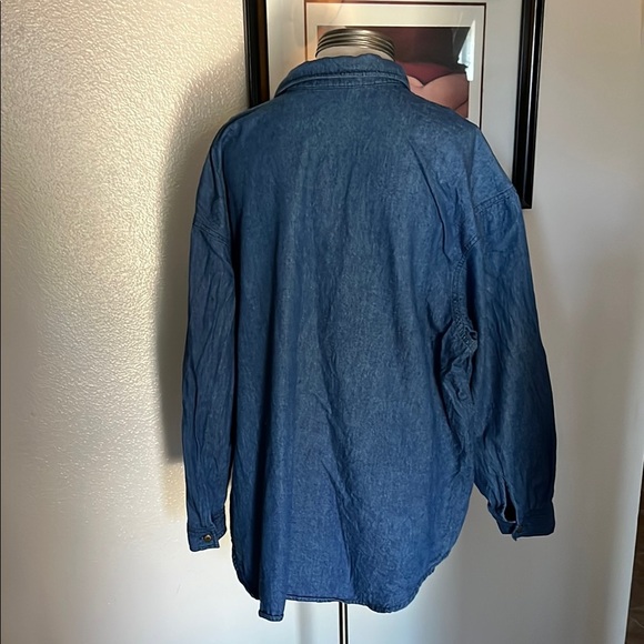Amy Adams Vintage Beaded Fringe Blue Denim Button-Up Shirt Size 2XL - Picture 2 of 4